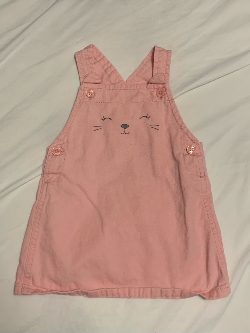 Carter's Light Pink Cat Face Overalls Pinafore